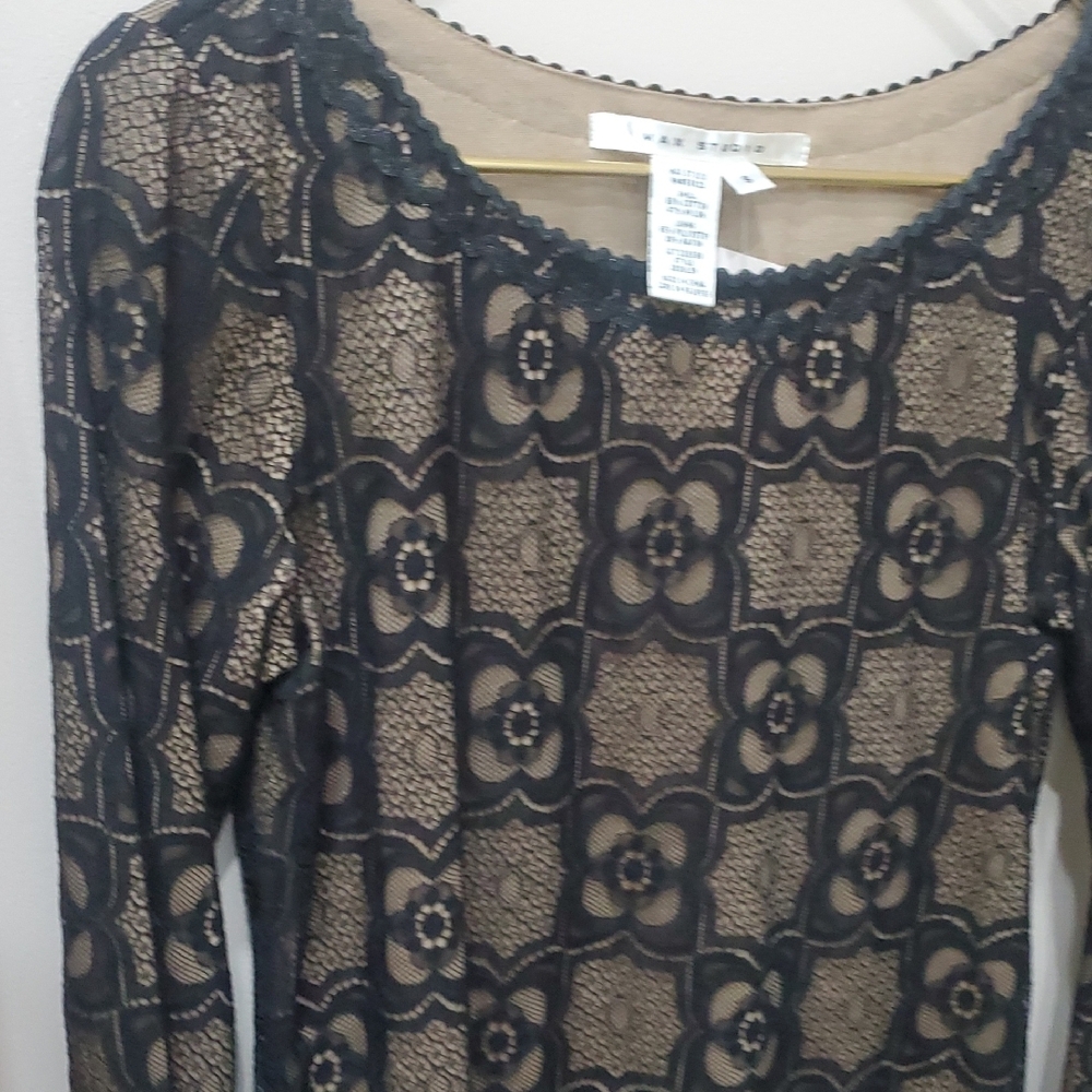Max Studio Black And Brown Patterned Long Sleeve … - image 5